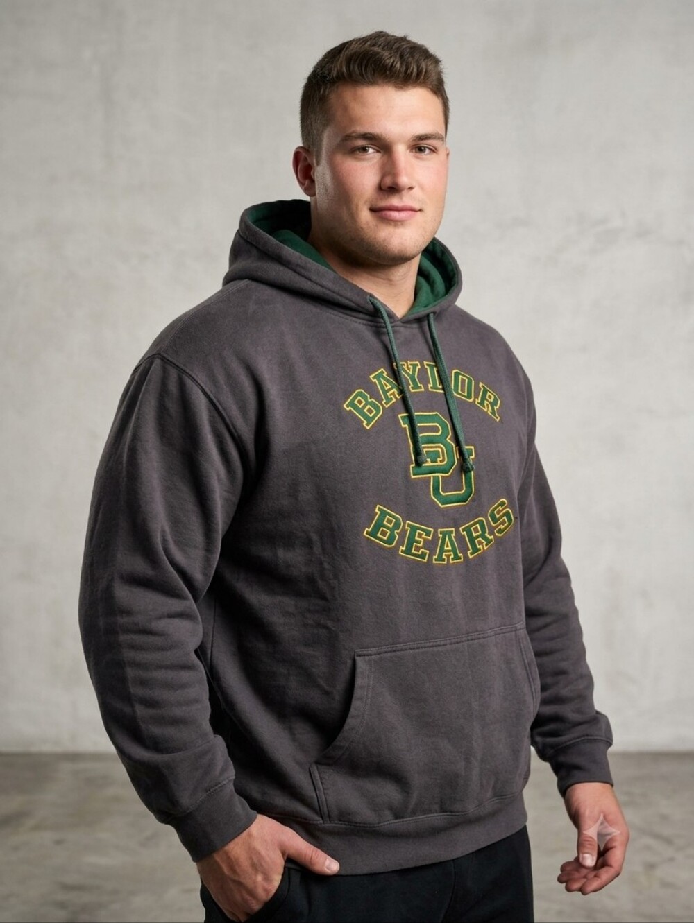 Colosseum Baylor Bears Embroidered Pullover Hoodie Charcoal XXL